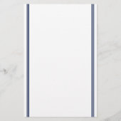 Navy Blauwe Dubbele Lijnen Monogram & Naam Briefpapier (Achterkant)