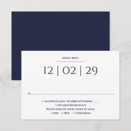 Navy Blauwe Eenvoudige Speciale Datum Trouwdag RSVP Kaartje