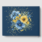 Navy Blauwe en Gele Bloemen Gouden Bruiloft Gastenboek (Achterkant)