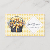 Navy Blauwe en Gele Gift Basket Visitekaartje (Voorkant)