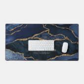 Navy Blauwe en Gouden Agate Geode Zakelijke Bureaumat (Keyboard & Muis)