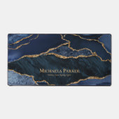 Navy Blauwe en Gouden Agate Geode Zakelijke Bureaumat (Voorkant)