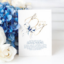 Navy Blauwe en Gouden Boog Jongens Baby Shower