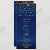 Navy Blauwe en Gouden Confetti Stippen - Programma Programmakaart (Voorkant / Achterkant)