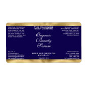 Navy Blauwe en Gouden Cosmetica Druppelfles Etiket (Voorkant)