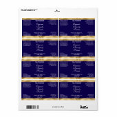 Navy Blauwe en Gouden Cosmetica Druppelfles Etiket (Full Sheet)