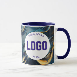 Navy Blauwe en Gouden Moderne Boho Aangepaste Logo Mok