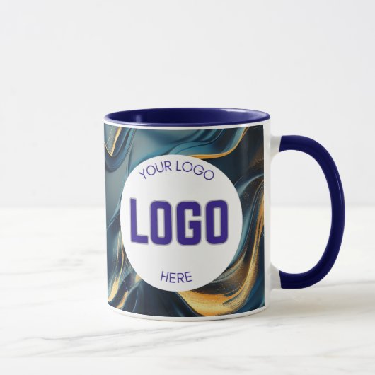 Navy Blauwe en Gouden Moderne Boho Aangepaste Logo Mok (Rechts)