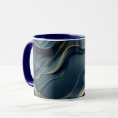 Navy Blauwe en Gouden Moderne Boho Aangepaste Logo Mok (Voorkant links)