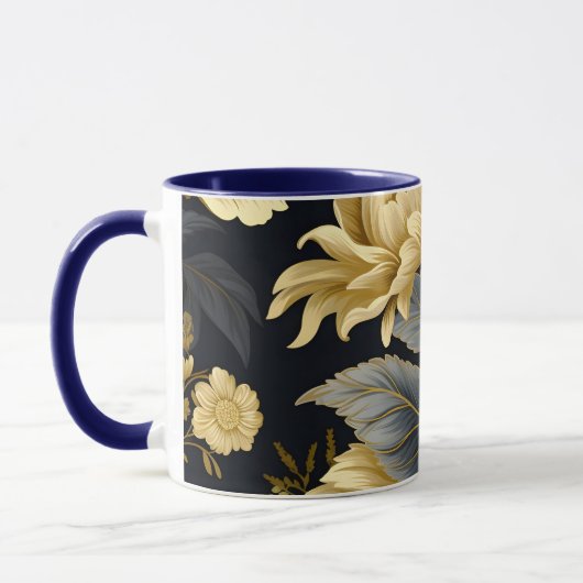 Navy Blauwe en Gouden Moderne Boho Aangepaste Logo Mok (Links)