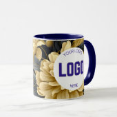 Navy Blauwe en Gouden Moderne Boho Aangepaste Logo Mok (Voorkant rechts)