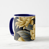 Navy Blauwe en Gouden Moderne Boho Aangepaste Logo Mok (Voorkant links)