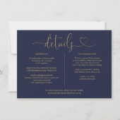 Navy Blauwe En Gouden Script Details Informatiekaa Kaart (Voorkant)
