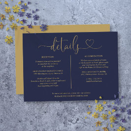 Navy Blauwe En Gouden Script Details Informatiekaa Kaart