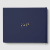 Navy Blauwe En Gouden Script Trouw Gastenboek (Achterkant)