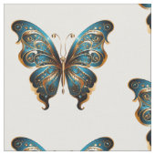 Navy Blauwe en Gouden Vlinder Naadloos Patroon Stof (Close Up)