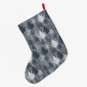 Navy Blauwe en Witte Bomen Grote Kerstsok (Achterkant (Hangend))