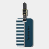 Navy blauwe en witte gestreepte bagagelabel (Voorkant verticaal)