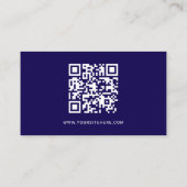 Navy Blauwe en Witte Logo Minimalistische QR Code Visitekaartje (Achterkant)