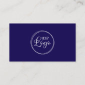 Navy Blauwe en Witte Logo Minimalistische QR Code Visitekaartje (Voorkant)