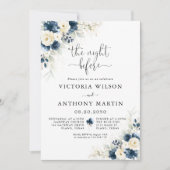 Navy Blauwe en Witte Rozen De nacht ervoor Kaart (Voorkant)