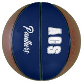 Navy Blauwe en Witte Schoolkleuren Team Basketbal (Verticaal)