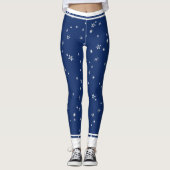 Navy Blauwe en Witte Sterren en Strepen Leggings (Voorkant)