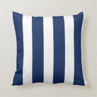 Navy blauwe en witte verticaal gestreepte sierkuss