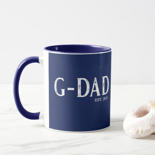 Navy Blauwe G-Opa Jaar Opgericht Mok (Met donut)