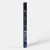 Navy Blauwe Geode Agate Roze Glitter Monogram iPhone Hoesje (Rechterkant)