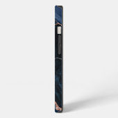 Navy Blauwe Geode Agate Roze Glitter Monogram iPhone Hoesje (Linkerkant)