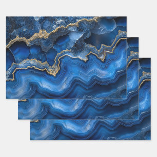 Navy Blauwe Geode Schijf met Gouden Aderen Inpakpapier Vel