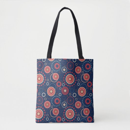 Navy Blauwe Geometrische Patroon Tas (Voorkant)