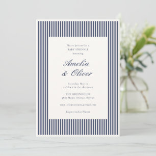 Navy Blauwe Gestreepte Baby Sprinkle Shower voor C Kaart