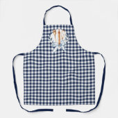 Navy Blauwe Gingham Keukengerei Bakkerij Schort (Voorkant)