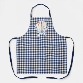Navy Blauwe Gingham Keukengerei Bakkerij Schort