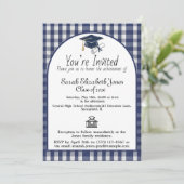 Navy Blauwe Gingham Plaid Boog Afstudeerklas 2026 Kaart (Staand voorkant)