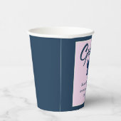 Navy Blauwe Gingham Strik Afstudeerfeest Papieren Bekers (Rechts)