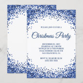 Navy Blauwe Glitter Rand Witte Kerstfeest Kaart (Voorkant / Achterkant)