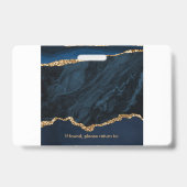 Navy Blauwe Goud Agate Geode Zakelijke Foto Badge (Achterkant)