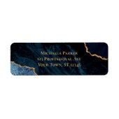 Navy Blauwe Goud Agate Geode Zakelijke Retouradres Etiket (Voorkant)