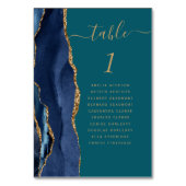 Navy Blauwe Goud Agate Turquoise Trouw Kaart (Achterkant)