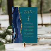 Navy Blauwe Goud Agate Turquoise Trouw Kaart