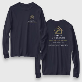 Navy Blauwe Goud Kleur Huisreparatie Werk T-shirt