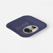 Navy Blauwe Gouden Afstudeer Script Minimaal Foto Papieren Bordje (Gebogen)