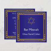 Navy Blauwe Gouden Bar Mitzvah Kaart (Voorkant / Achterkant)