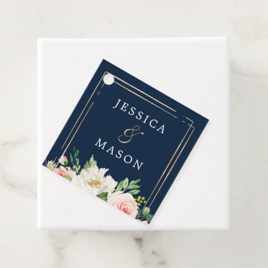 Navy Blauwe Gouden Bedankkaartje Bedankjes Labels (In situ)