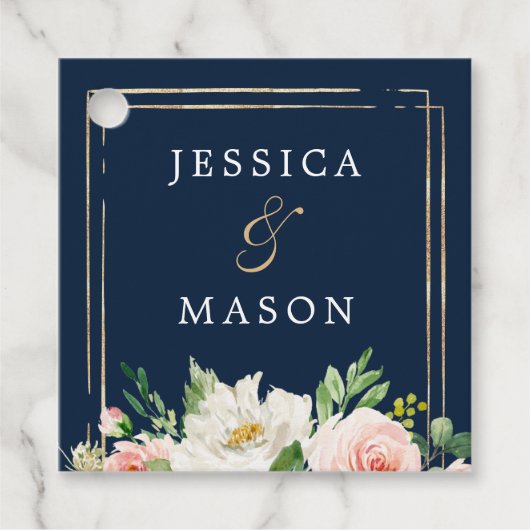 Navy Blauwe Gouden Bedankkaartje Bedankjes Labels (Voorkant)