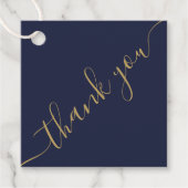 Navy Blauwe Gouden Bedankt Trouwcadeau Mand Zak Bedankjes Labels (Voorkant)