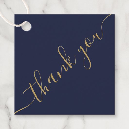 Navy Blauwe Gouden Bedankt Trouwcadeau Mand Zak Bedankjes Labels (Voorkant)